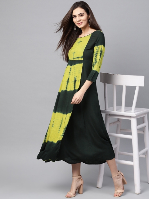 

AKS Women Green Dyed Layered Maxi Dress