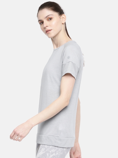 

ASICS Women Grey Solid Round Neck T-shirt