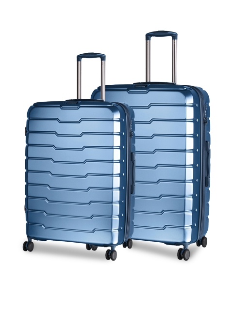 

IT Luggage Set of 2 Blue Solid Prosperous Hard-Sided Trolley Bags