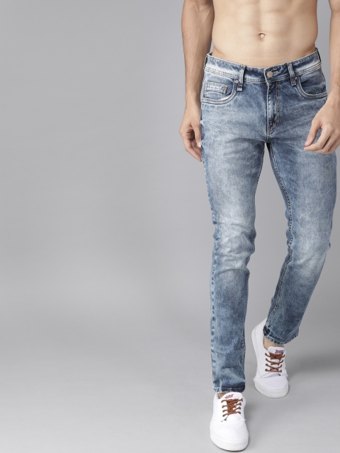

Roadster Men Blue Skinny Fit Mid-Rise Low Distress Stretchable Acid Wash Jeans