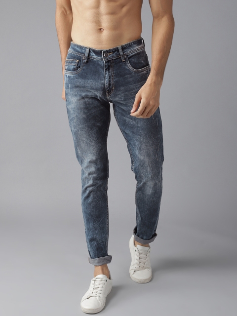

The Roadster Lifestyle Co Men Navy Blue Skinny Fit Mid-Rise Low Distress Stretchable Jeans