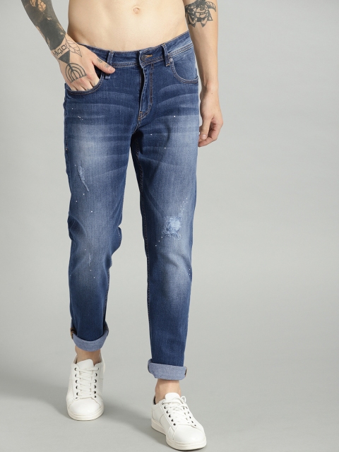 

The Roadster Lifestyle Co Men Blue Slim Tapered Fit Mid-Rise Low Distress Stretchable Jeans