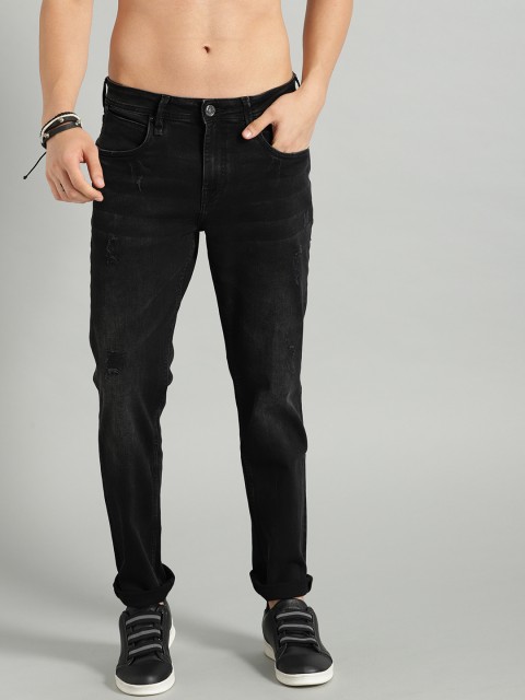 

Roadster Men Black Slim Tapered Fit Mid-Rise Low Distress Stretchable Jeans