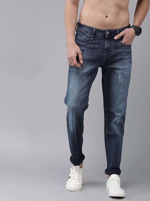 

Roadster Men Blue Slim Tapered Fit Mid-Rise Low Distress Stretchable Jeans