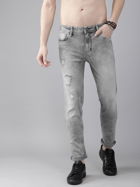 

Roadster Men Grey Slim Tapered Fit Mid-Rise Mildly Distressed Stretchable Jeans