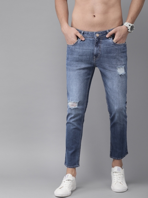 

The Roadster Lifestyle Co Men Blue Skinny Fit Mid-Rise Mildly Distressed Stretchable Cropped Jeans