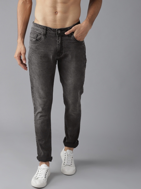 

Roadster Men Charcoal Grey Skinny Fit Mid-Rise Low Distress Stretchable Jeans