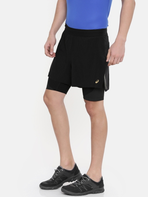

ASICS Men Black Solid Regular Fit Metarun 2-N-1 7In Running Shorts