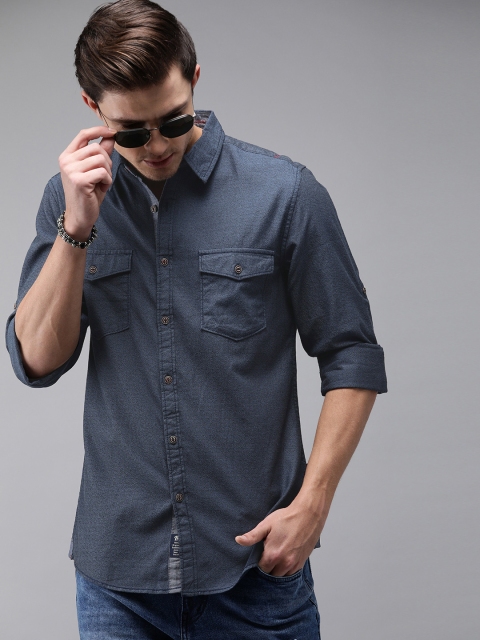 

The Roadster Lifestyle Co Men Blue Regular Fit Solid Casual Shirt