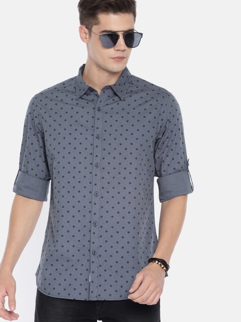 

Roadster Men Grey & Black Regular Fit Printed Casual Shirt