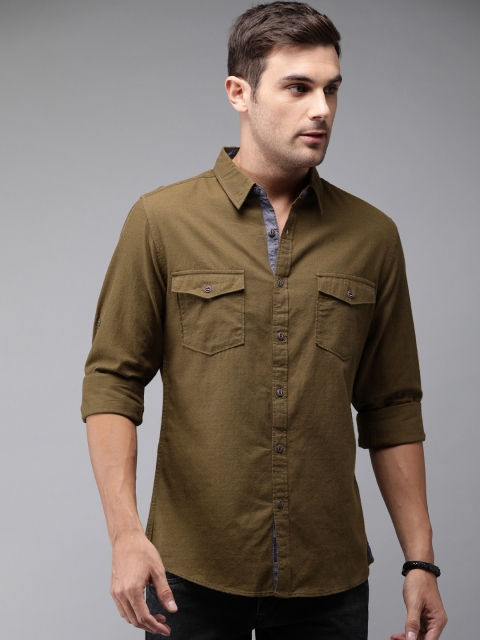 

Roadster Men Khaki Regular Fit Solid Casual Shirt