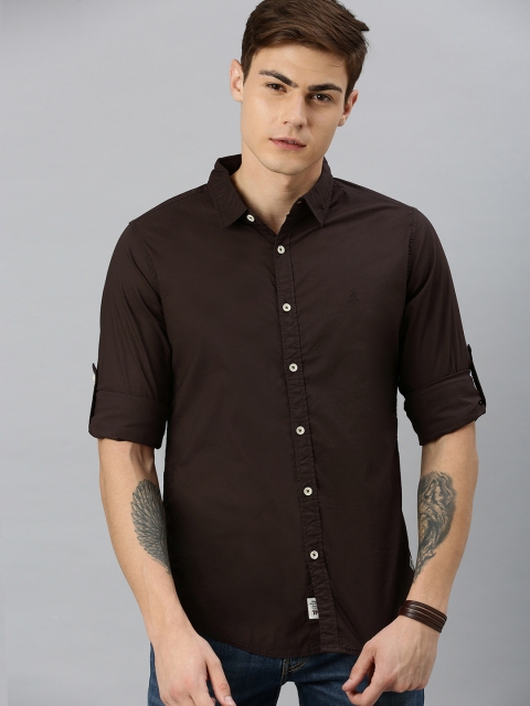 

The Roadster Lifestyle Co Men Coffee Brown Slim Fit Solid Casual Shirt