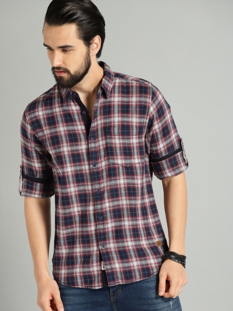 

Roadster Men Navy Blue & Red Checked Casual Shirt
