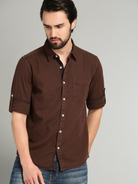 

Roadster Men Brown Solid Casual Shirt