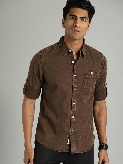 

Roadster Men Brown Regular Fit Solid Casual Shirt