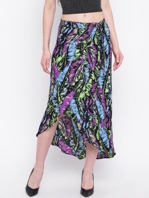 

Magzayra Women Black & Blue Printed Tulip Skirt