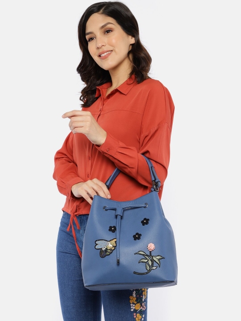 

French Connection Blue Applique Hobo Bag