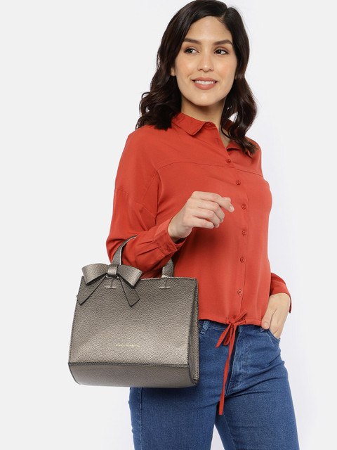 

French Connection Gunmetal-Toned Textured Handheld Bag, Metallic
