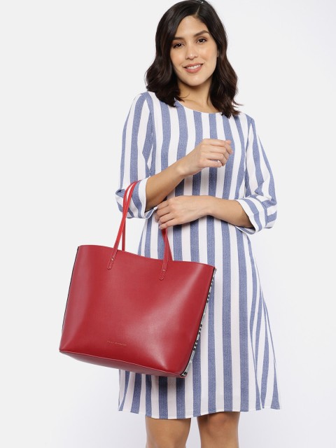

French Connection Red Solid Tote Bag
