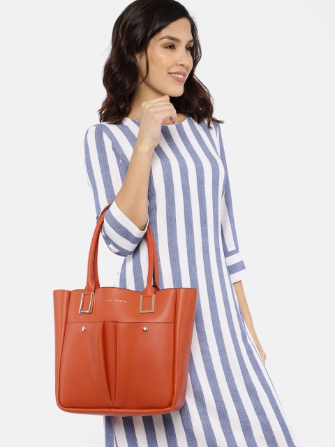 

French Connection Rust Orange Solid Handheld Bag