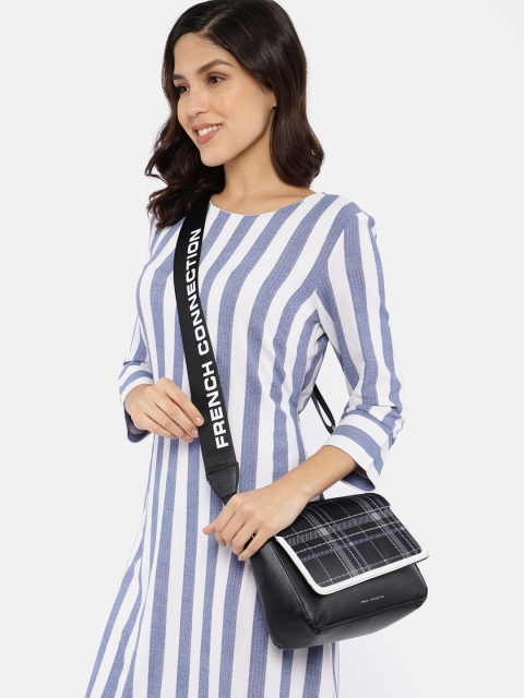 

French Connection Black Checked Sling Bag
