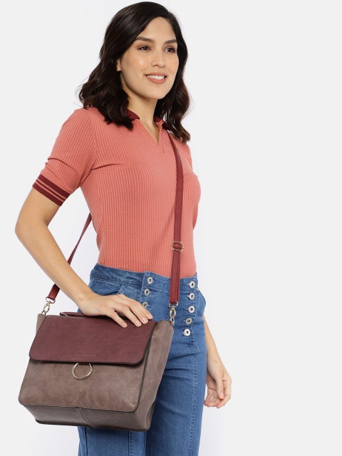 

French Connection Brown Solid Satchel