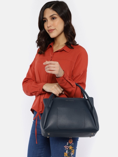 

French Connection Navy Blue Solid Handheld Bag