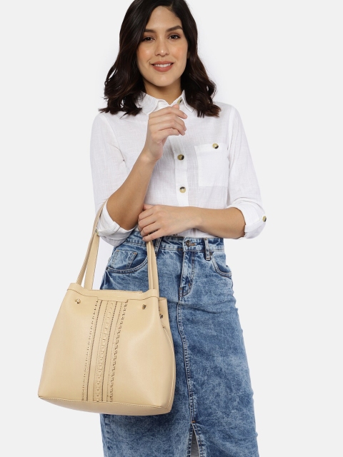 

French Connection Beige Textured Shoulder Bag