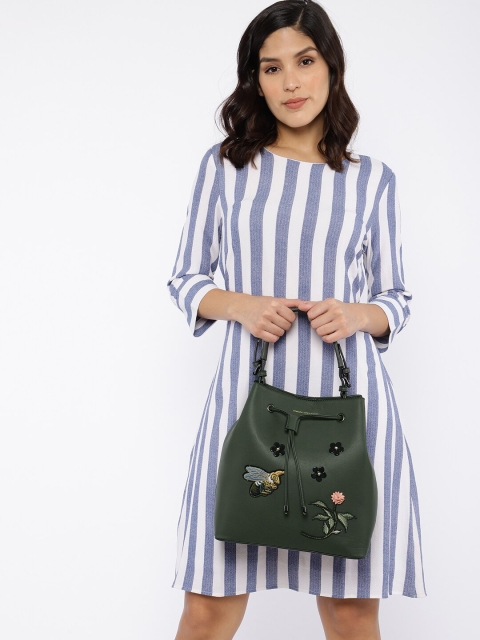 

French Connection Green Embellished Hobo Bag