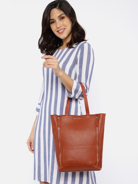 

French Connection Rust Brown Solid Tote Bag