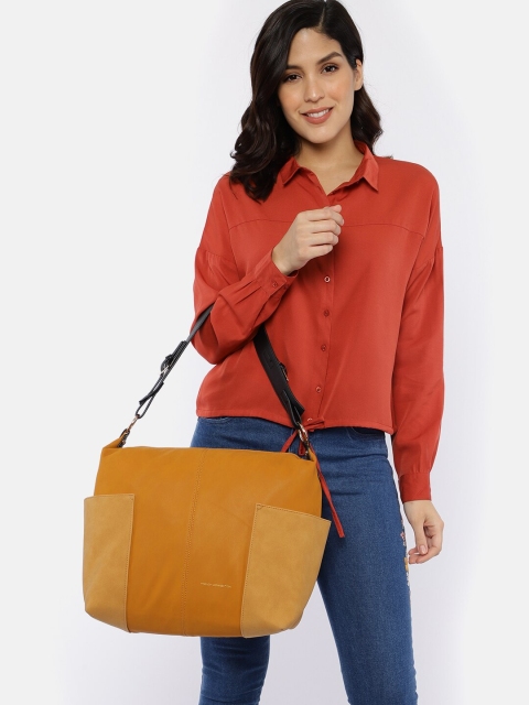 

French Connection Mustard Yellow Solid Hobo Bag