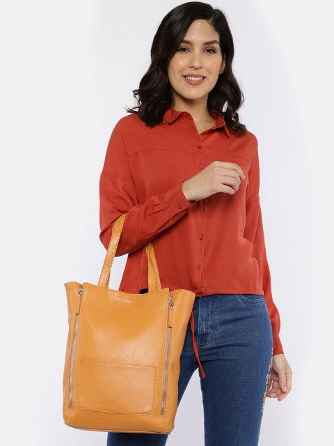 

French Connection Mustard Yellow Solid Tote Bag