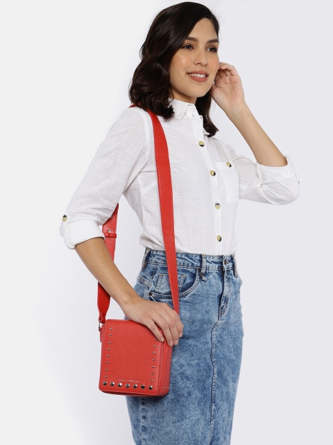 

French Connection Red Embellished Sling Bag
