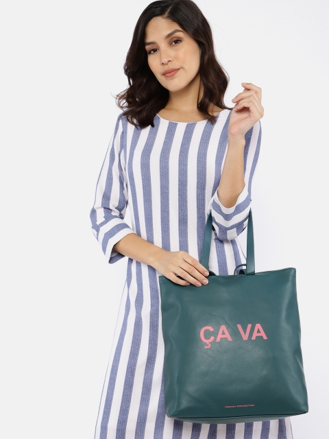 

French Connection Teal Blue Printed Handheld Bag