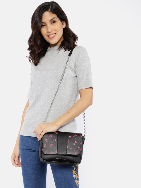 

French Connection Black Printed Sling Bag