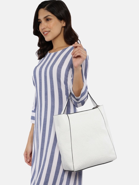 

French Connection White Textured Hobo Bag