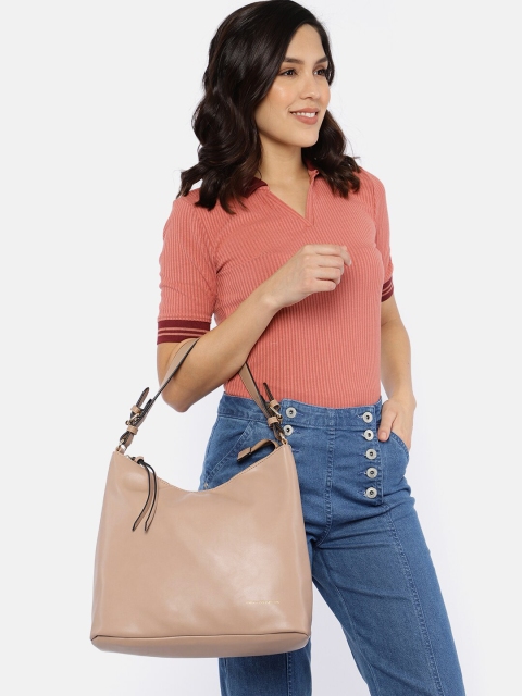

French Connection Beige Textured Hobo Bag