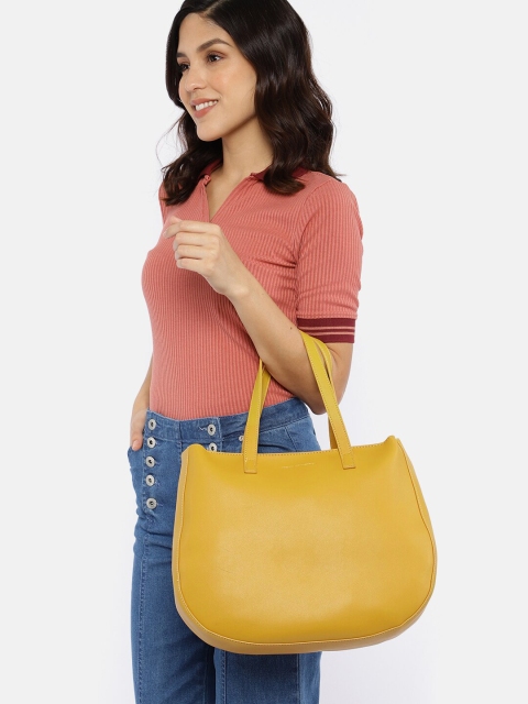 

French Connection Yellow Solid Handheld Bag