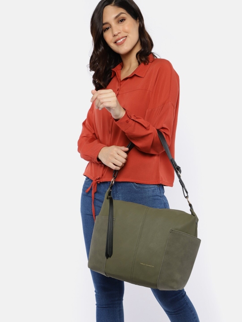 

French Connection Olive Green Solid Hobo Bag