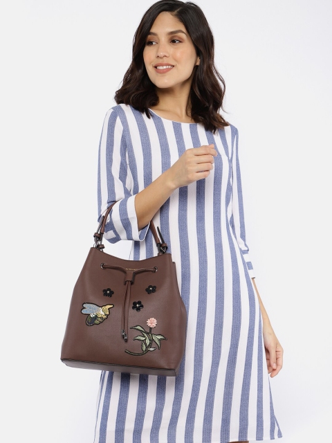 

French Connection Brown Embellished Hobo Bag