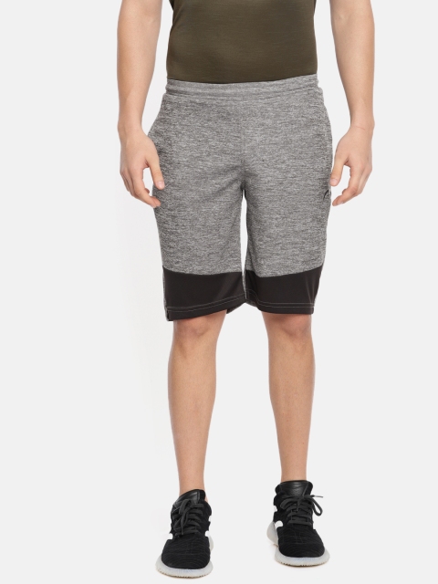 

Proline Active Men Grey Melange & Black Colourblocked Slim Fit Sports Shorts