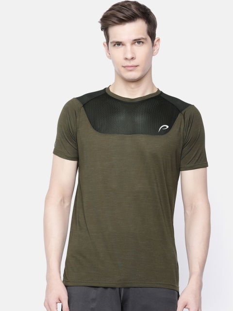 

Proline Active Men Olive Green & Black Colourblocked Round Neck T-shirt