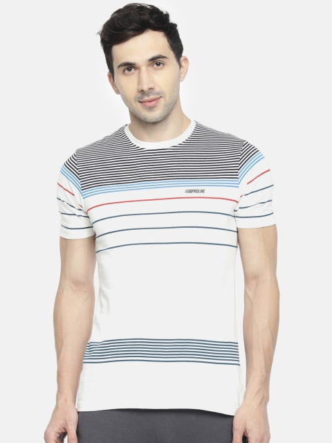 

Proline Active Men White Striped Round Neck T-shirt
