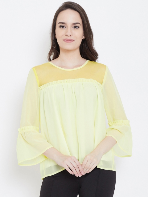 

LA LOFT Women Yellow Solid A-Line Top