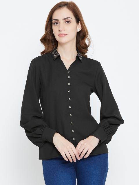 

LA LOFT Women Black Regular Fit Solid Casual Shirt