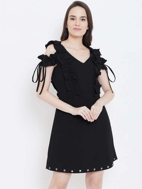 

LA LOFT Women Black A-Line Dress