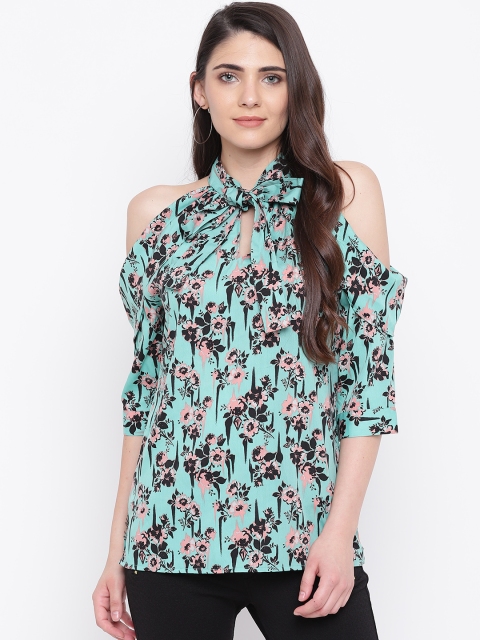 

LA LOFT Women Sea Green & Black Printed Tunic