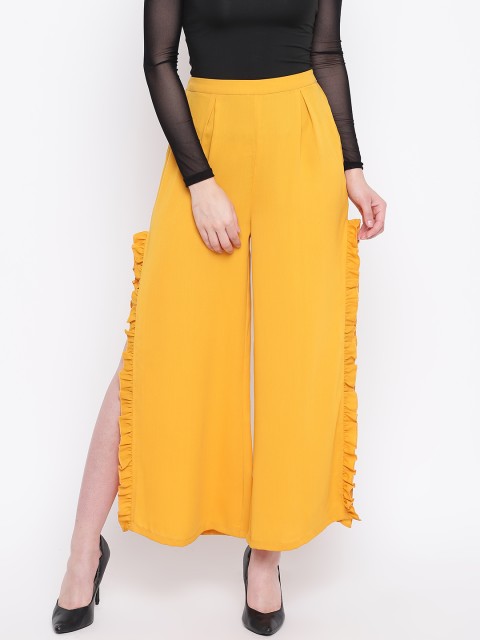 

LA LOFT Women Mustard Relaxed Fit Solid Parallel Trousers