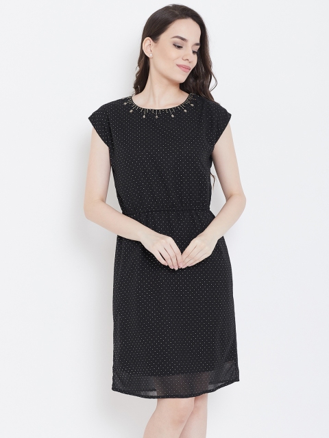 

LA LOFT Women Black & Silver Embellished Sheath Dress