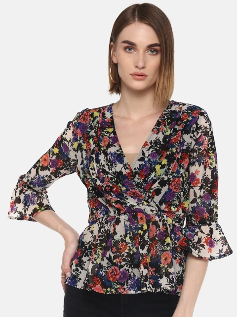 

LA LOFT Women Multicoloured Floral Print Wrap Top, Multi